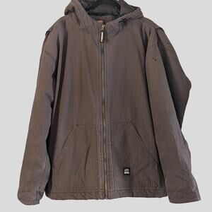 Berne Workwear Insulated Hooded Jacket 2XL Brown Canvas Work Coat